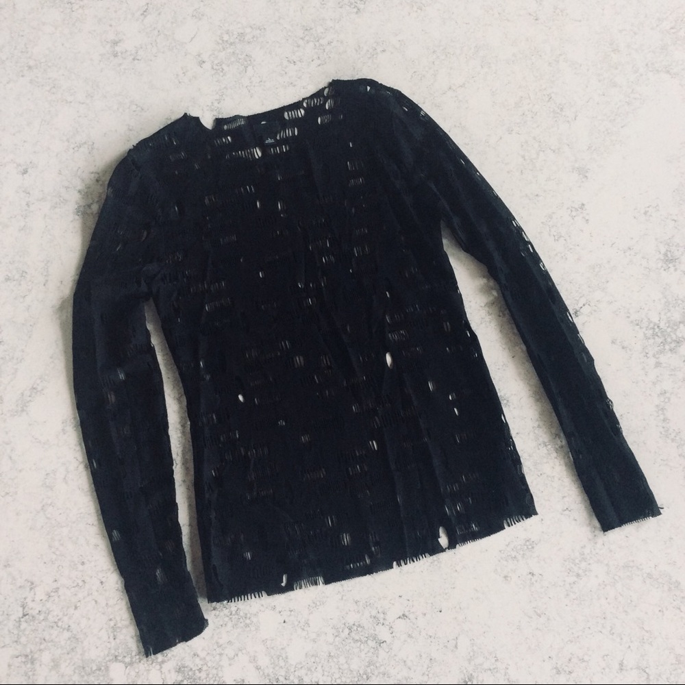 Anna Sui Laser Cut Black Top - L